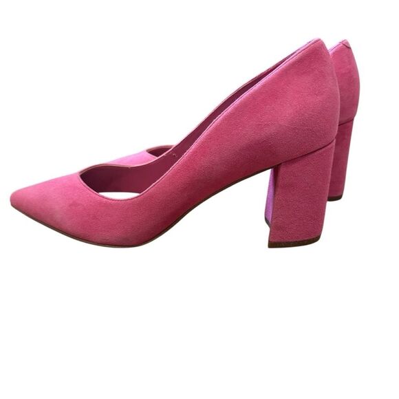 Revolve Marc Fisher Caitlin Hot Pink Slip On Suede Leather Pump Block Heels - Picture 8 of 10